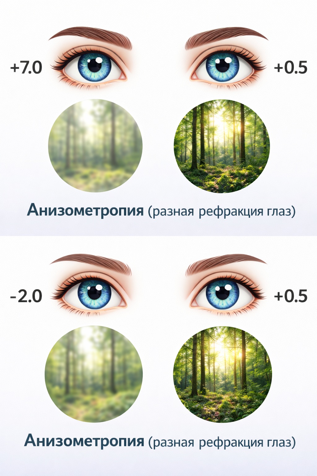 Схематичное изображение анизометропии