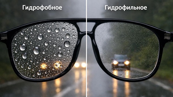 Гидрофобное покрытие на очках